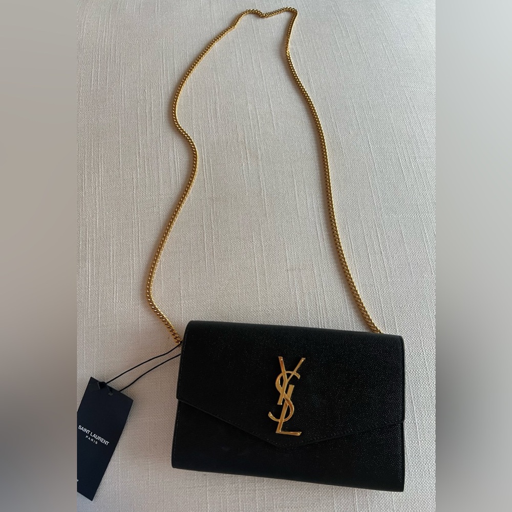 YSL Black Clutch with Chain